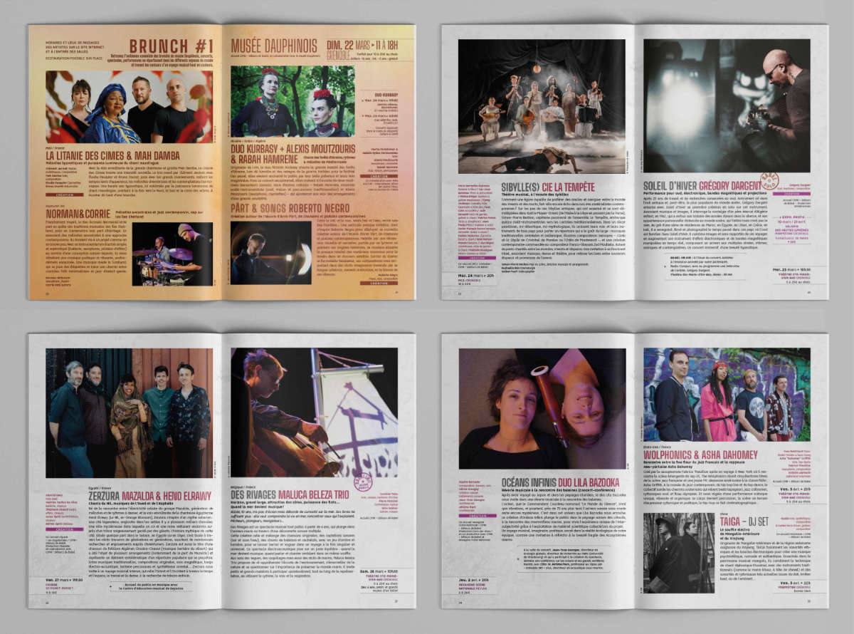 Brochure Festival Détours de Babel 2026, pages Brunch #1 & concerts en salle