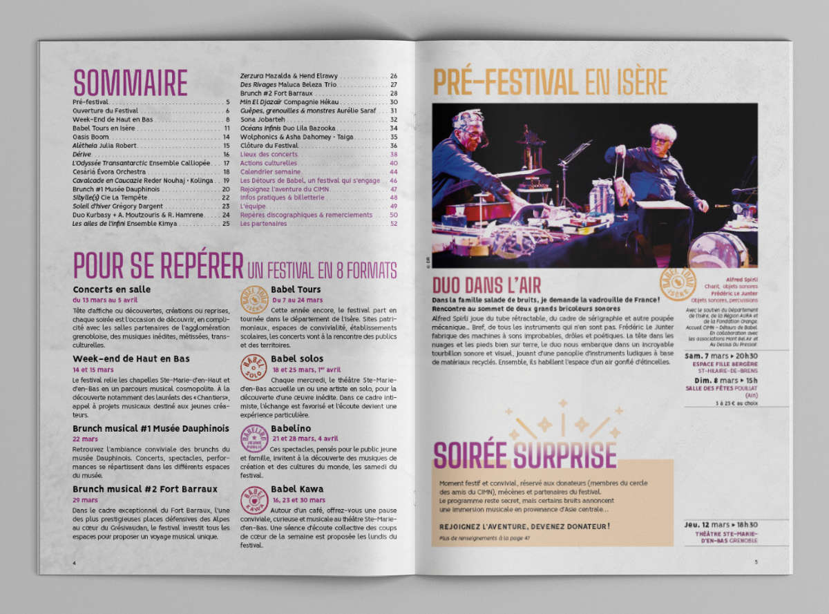 Brochure Festival Détours de Babel 2026, p. 4-5